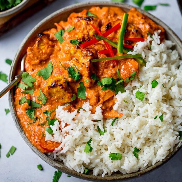 Chicken Tikka with Shivani's Butter Chicken Spice and Chickpea Sauce